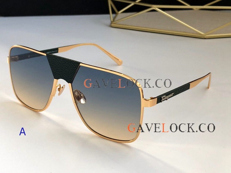 Copy Ferragamo sf286 Rectangular Sunglasses Metal & Leather leg